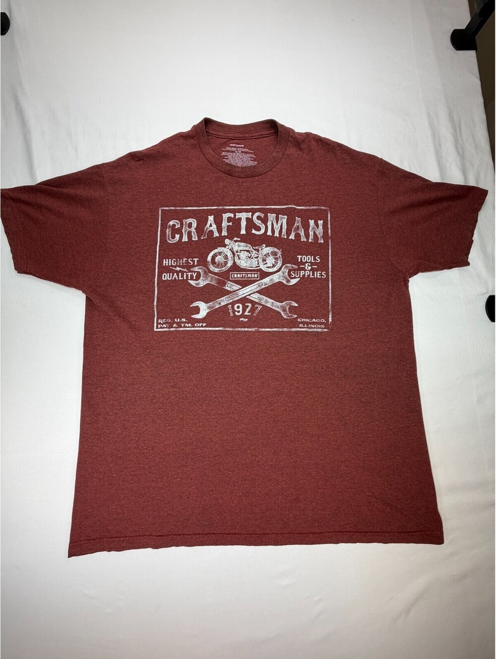 Craftsman Men's T Shirt Short Sleeve Crew Neck Knit Graphic Print Size XL Red